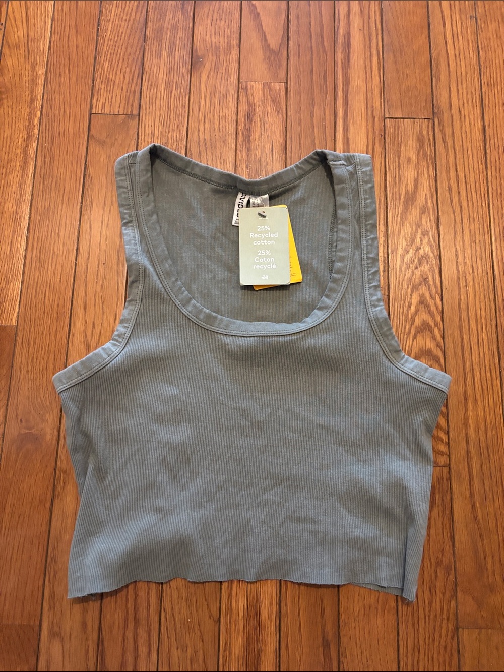 Divided Ribbed Scoop Neck Tank Top - Green